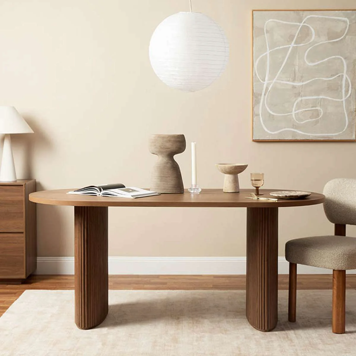 Amara Six Seater Dining Table - Walnut - Image 4