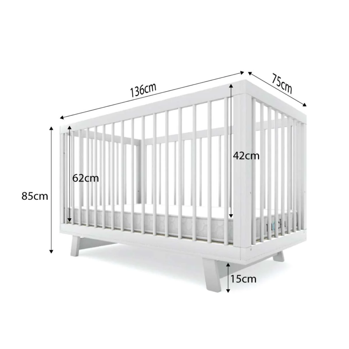 Aspen White 3-in-1 Cot Conversion Bundle - Image 8