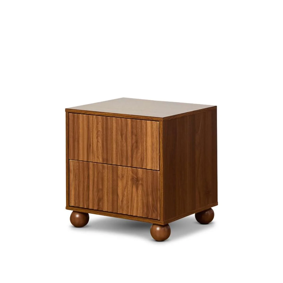 Deven Ball Feet Bedside Table - Walnut - Image 9