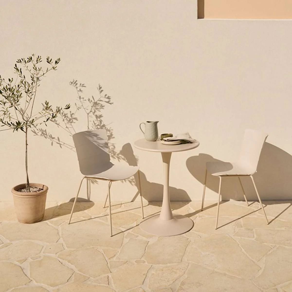 Ravello Outdoor Bistro Three Piece Dining Set Beige - Image 3
